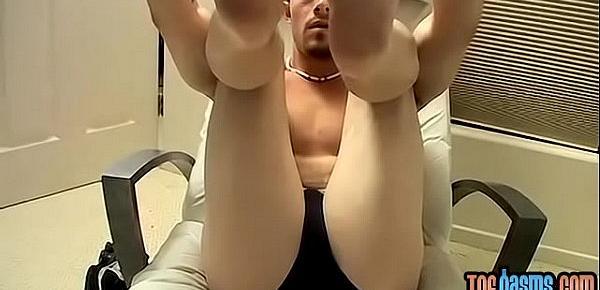  Mike Roberts plays with his feet before stroking his boner